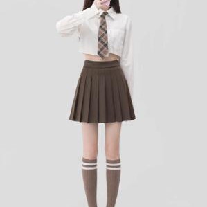 百褶裙女春夏女装小个子学院风jk气质短裙高腰冰丝西装a字半身裙