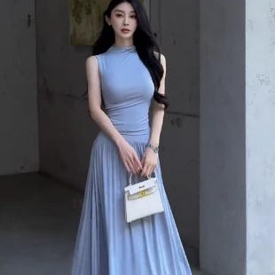 纯欲风性感辣妹套装女夏季无袖修身背心大摆半身裙两件套气质女装