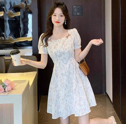 法式茶歇碎花连衣裙子女春夏季2025年新款爆款小个子欧货甜美短裙